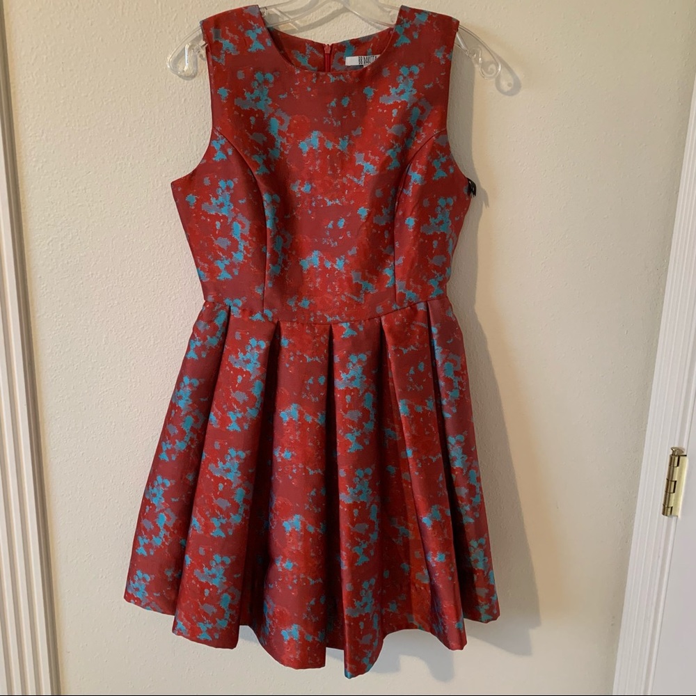 BB Dakota Red and Blue Brocade Dress - Picture 4 of 6